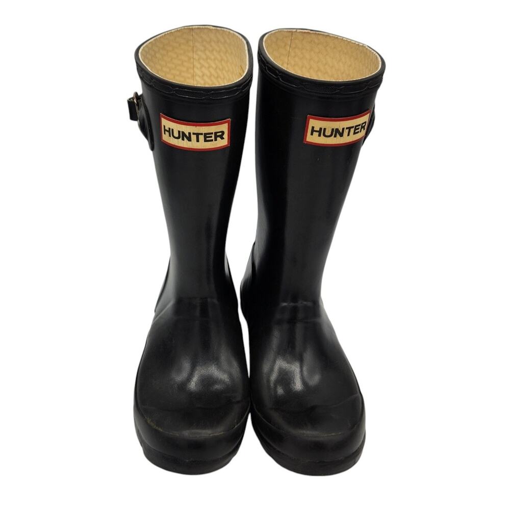 Hunter Black Kids' Rain Boots with Red Logo Trim
